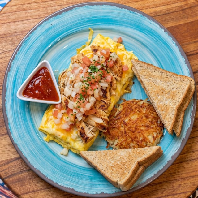 Chicken Fajita Omelette.